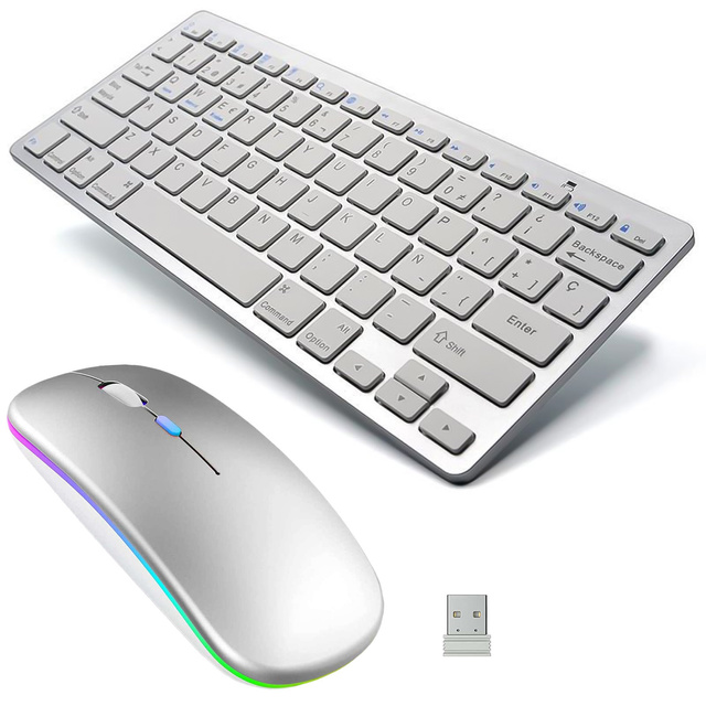 Universelle kabellose Bluetooth-Tastatur für iPad iMac iOS Android Windows Slim LED-Maus