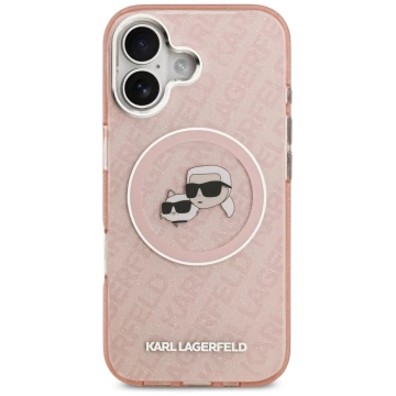 Etui Ochronne do iPhone 17 Karl Lagerfeld IML Glitter K&C Heads MagSafe Różowy