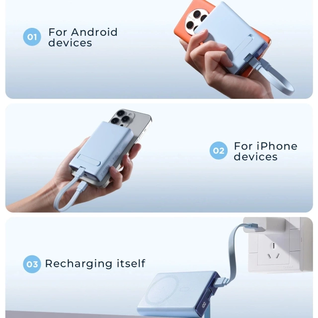 Magnetyczny powerbank Joyroom JR-PBM01 20W 10000mAh z podstawką MagSafe