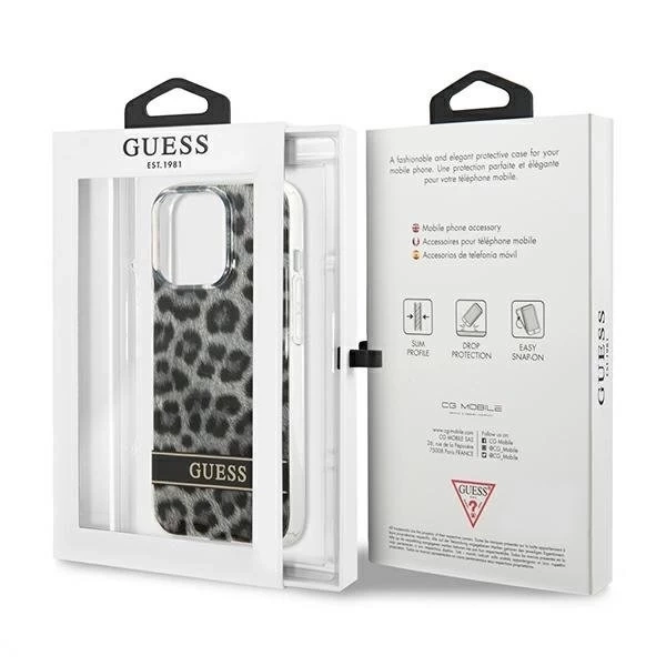 Guess GUHCP13LHSLEOK iPhone 13 Pro / 13 6,1" szary/sivé pevné puzdro Leopard