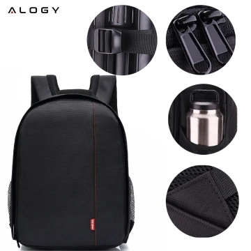 Wasserdichter Rucksack Alogy Tasche für Kamera Fotoausrüstung und Zubehör geräumig Schwarz und Rot
