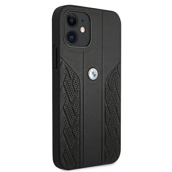 Etui BMW BMHCP12SRSPPK do iPhone 12 mini 5,4" hardcase Leather Curve Perforate czarny/black