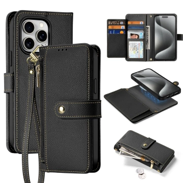 iPhone 15 Pro Dux Ducis Lawa Wallet Leather Mag Black Case