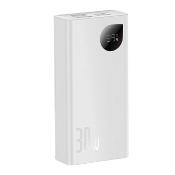Baseus Adaman2 Powerbank with Digital Display 2x USB-A / 1x USB-C 10000mAh 30W - White