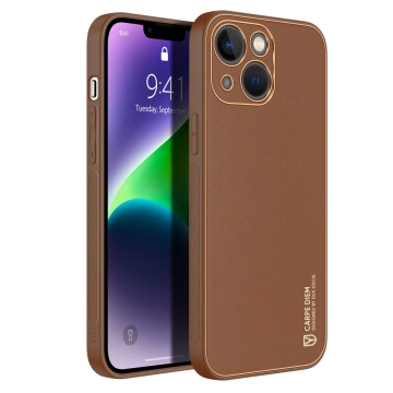 Dux Ducis Yolo case iPhone 14 Plus elegant cover з екологічної шкіри коричневого кольору