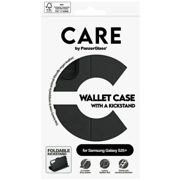 Wallet Case for Samsung S25 Black CARE by PanzerGlass Wallet Kickstand