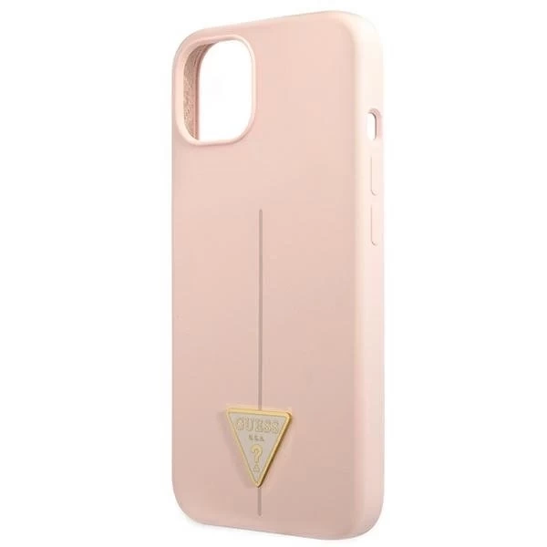 Guess GUHCP13MSLTGP iPhone 13 6,1" różowy/růžový pevný obal silikonový trojúhelník