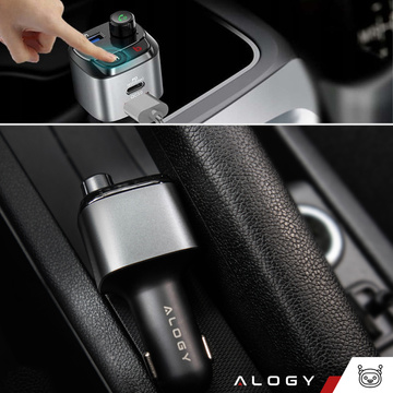 Alogy FM vysielač do auta USB nabíjačka QC 3.0 USB-C PD Bluetooth MP3 prehrávač 1m kábel USB-C do púzdra Lightning