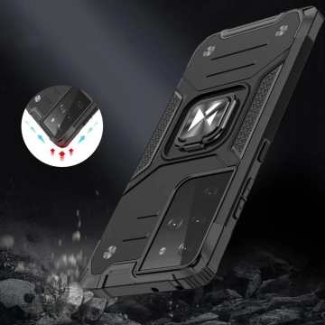 Wozinsky Ring Armour Tvrzené hybridní pouzdro Magnetický držák krytu Samsung Galaxy S22 Ultra Silver