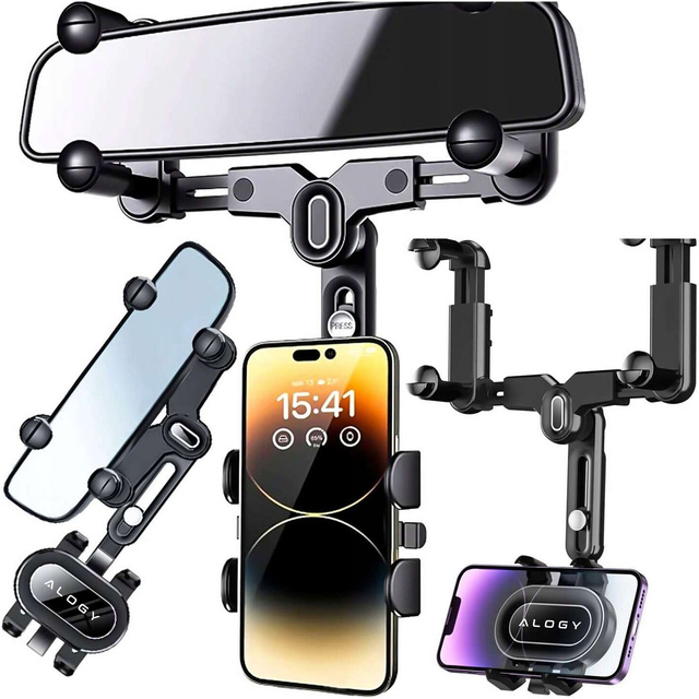 Držiak telefónu do auta na spätné zrkadlo do auta Alogy Mirror Car Holder Black
