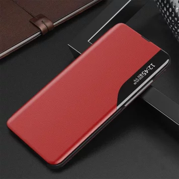 Eco Leather View Case elegantní pouzdro s funkcí chlopně a stojánku pro Samsung Galaxy A73 červené