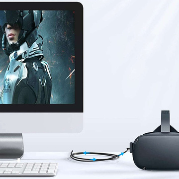Kabel für VR-Brille Alogy USB zu USB Type-C 5m Kabel für Oculus Link Quest 1 2 Schwarz