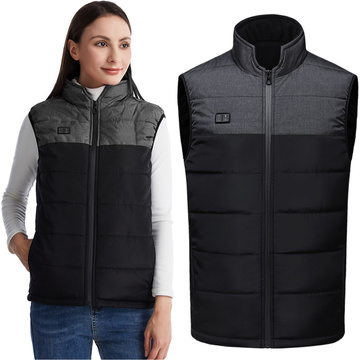 Heated Vest Heated Women's Men's Quilted Sleeveless Jacket Electric Jacket Unisex Size L Winter Warm Black Gray