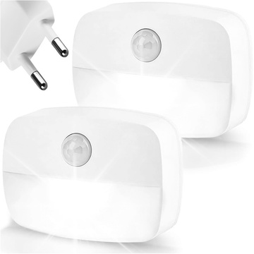 2x LED nočná lampa s pohybovým senzorom do EU zásuvky, 3 farby svetla Alogy Night Light White