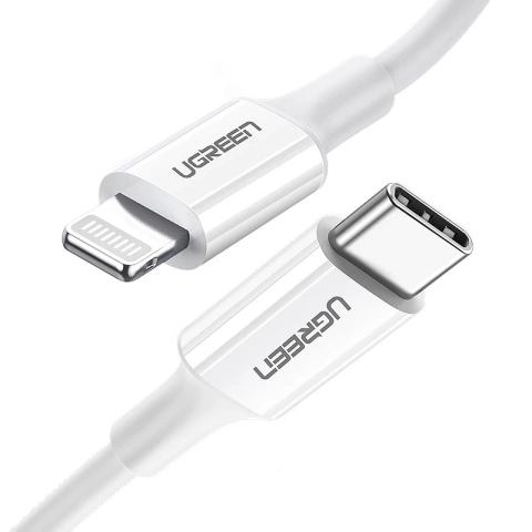 Uzelený kabel USB typu C - Lightning 3A 0,25 m bílý (US171)