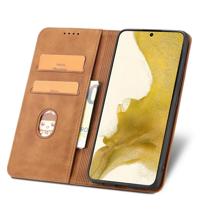 Magnet Fancy Case for Samsung Galaxy S22 (S22 Plus) cover wallet for cards stand brown