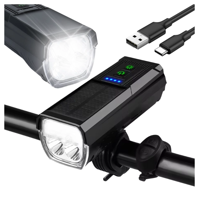 Světlo na kolo Přední LED světlo na kolo Osvětlení na kolo Vodotěsné IPX5 Alogy P12 Bike Light Black