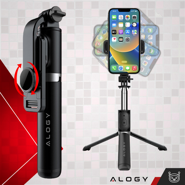 Alogy Selfie Stick Držák na telefon Foto stativ Stativ 103 cm Bluetooth dálkové ovládání černý