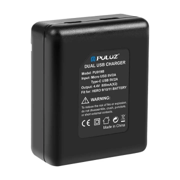 Puluz PU919B dvojkanálová nabíjačka pre GoPro Hero 11 / Hero 10 / Hero 9