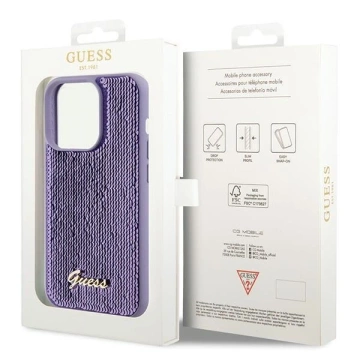 Etui Guess GUHCP15LPSFDGSU для iPhone 15 Pro 6.1" fioletowy/фіолетовий твердий чохол Sequin Script Metal