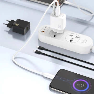 Dudao 25W GaN USB-A, USB-C Ladegerät | Stromversorgung und Schnellladung - Schwarz