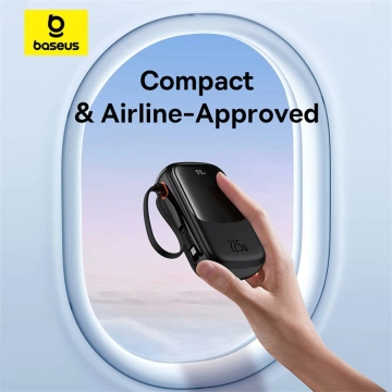 Baseus Qpow Pro 20000mAh 22.5W Powerbank with built-in USB-C cable and display - black