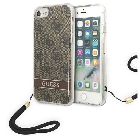 Guess GUOHCI8H4STW iPhone SE 2022 / SE 2020/7/8 braun / braunes Hardcase 4G Print Strap