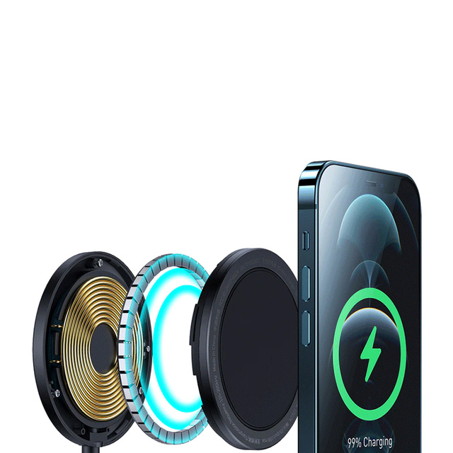 Qi wireless induction charger Baseus Magnetic stand holder for MagSafe 15W Black