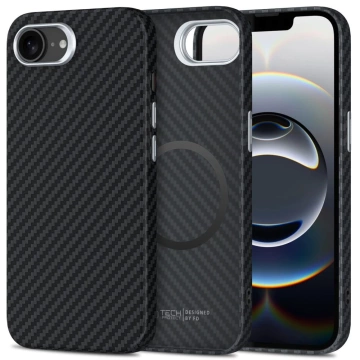 MagSafe Tech-Protect Ion Carbon iPhone 16e Case Black/Silver