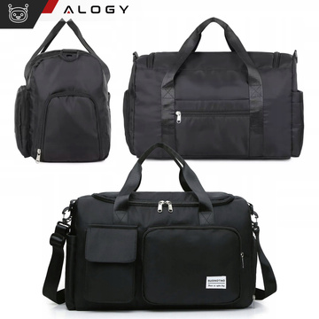 Men's women's sports shoulder bag for the gym for the plane hand luggage 44x26 training black Alogy Black
