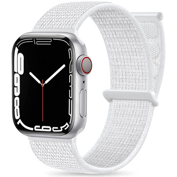 Nylonový řemínek Alogy se suchým zipem pro Apple Watch 1/2/3/4/5/6/7/8/SE/Ultra (42/44/45/49 mm) bílý