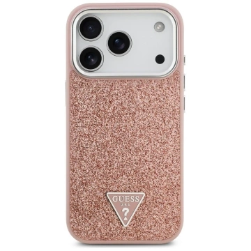 Etui Guess Glitter Triangle Logo MagSafe na iPhone 17 Pro - Różowe
