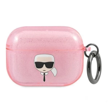 Karl Lagerfeld Kryt KLAPUKHGP AirPods Pro ružový / ružový Glitter Karl`s Head