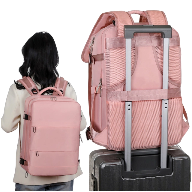 Women's Laptop Backpack Travel Suitcase Luggage for Plane Work School 45x30x20cm Alogy Pink