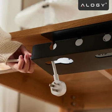 2-in-1 Kabelorganizer zur Untertisch- und Wandmontage, 40 cm, mit Klebestreifen für einen aufgeräumten Schreibtisch, Alogy CableHold™ – Schwarz