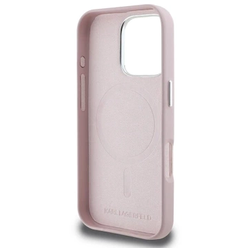 Karl Lagerfeld Hülle für iPhone 16 Pro 6,3" Rosa MagSafe Hardcase FW Metallplatte