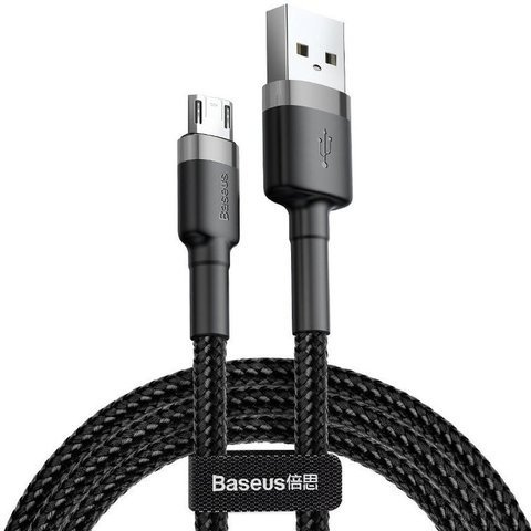 Kabel 3m Baseus Cafule wytrzymały przewód nylon micro USB 2A Szary