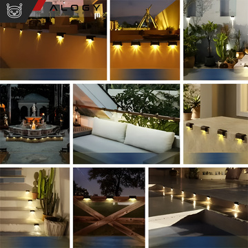 LED-Solar-Gartenlampe, Set x8, für Terrasse, Balkon, Treppe, Balustrade, mit Dämmerungssensor, AAA-Batterie, schwarz