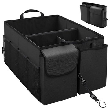 Car trunk organizer storage bag for car large trunk Black XXL Alogy hard cover 2x headrest holder