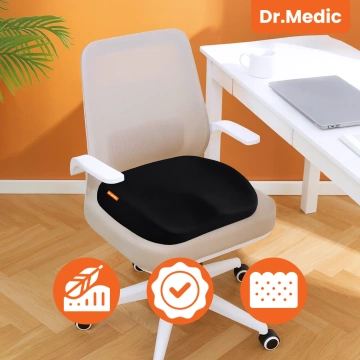 Ergonomický kancelářský sedák DR.MEDIC ComfySeat™ s oporou kostrče pro kancelářskou židli v autě, černý