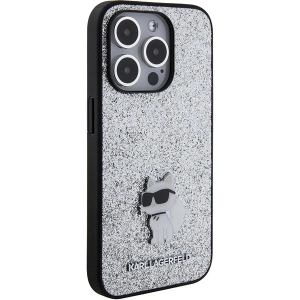 Etui Karl Lagerfeld KLHCP15XGCNPSG для iPhone 15 Pro Max 6.7" srebrny/silver hardcase Fixed Glitter Choupette Logo Metal Pin