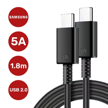 Originální kabel USB-C 5A 1,8 m Samsung EP-DX510, rychlé nabíjení, nabíječka a přenos dat, černý