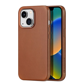 Dux Ducis Naples case iPhone 14 magnetic leather case MagSafe brown