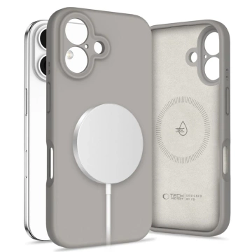Tekutý silikónový obal Etui Tech-Protect MagSafe pre iPhone 16, sivý
