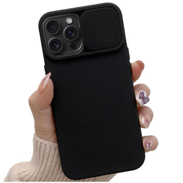 Case for iPhone 15 Pro Max Slide Case with lens cover, camera housing, matte black Alogy Soft Matt