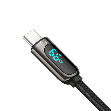 Kabel Baseus Display Fast Charging USB to USB-C Type C 66W 1m Czarny