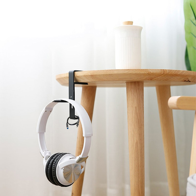 Універсальний тримач, вішалка, гачок для навушників Alogy на парту, стільницю Black