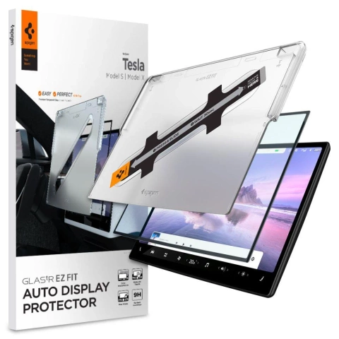 Tempered glass Spigen Glas.tr "EZ FIT" Tesla Model X 2022 / Model S 2021 black
