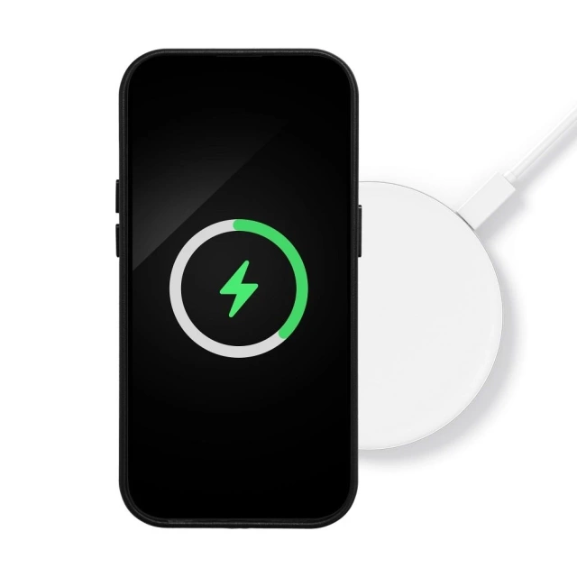 Leather Mag Cover case compatible with MagSafe for Apple iPhone 15 Plus black