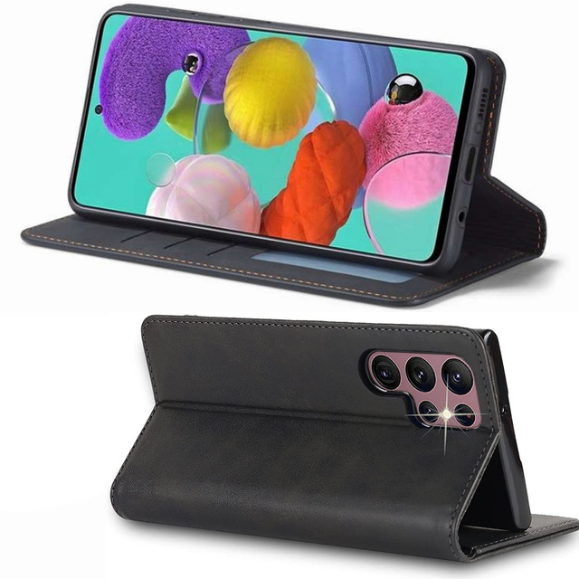 Alogy Forwenw Leder Flip Wallet Case für Samsung Galaxy S22 Ultra Schwarz